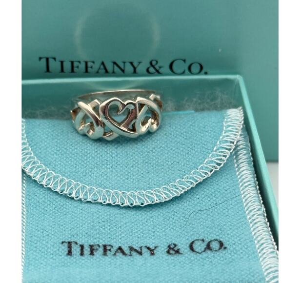 Tiffany & Co. Triple Loving Heart Ring with Box and Storage Pouch SZ 5.5 - Picture 1 of 11